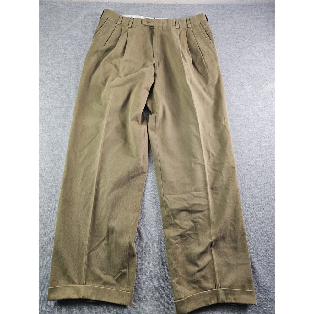 Vintage Ermengildo Zegna Pants Men 36 Beige Trousers Double Pleated Cuffed Spain
